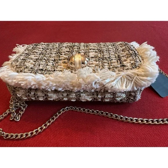Zara Tweed Fringe Shoulder Bag, NWT - Picture 2 of 12